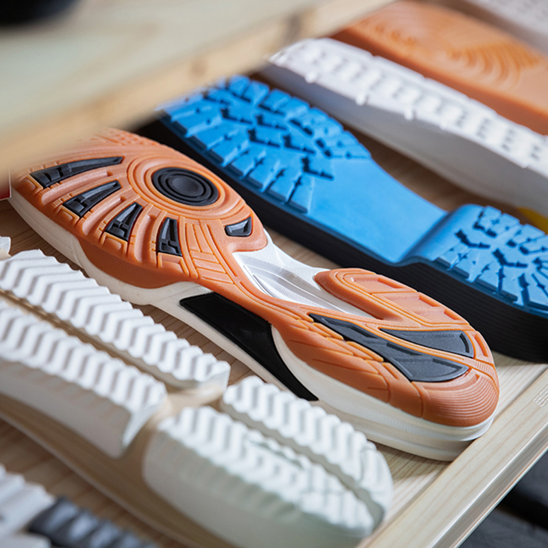 Various recycled rubber shoe soles