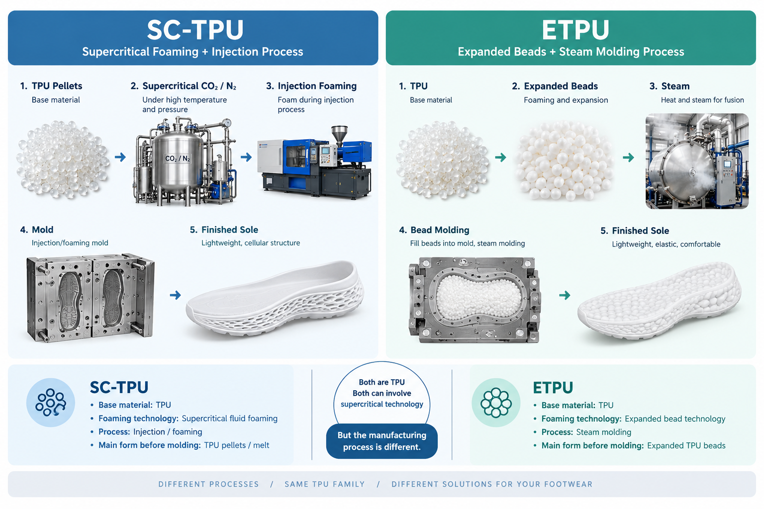 TPU foam processing for footwear components