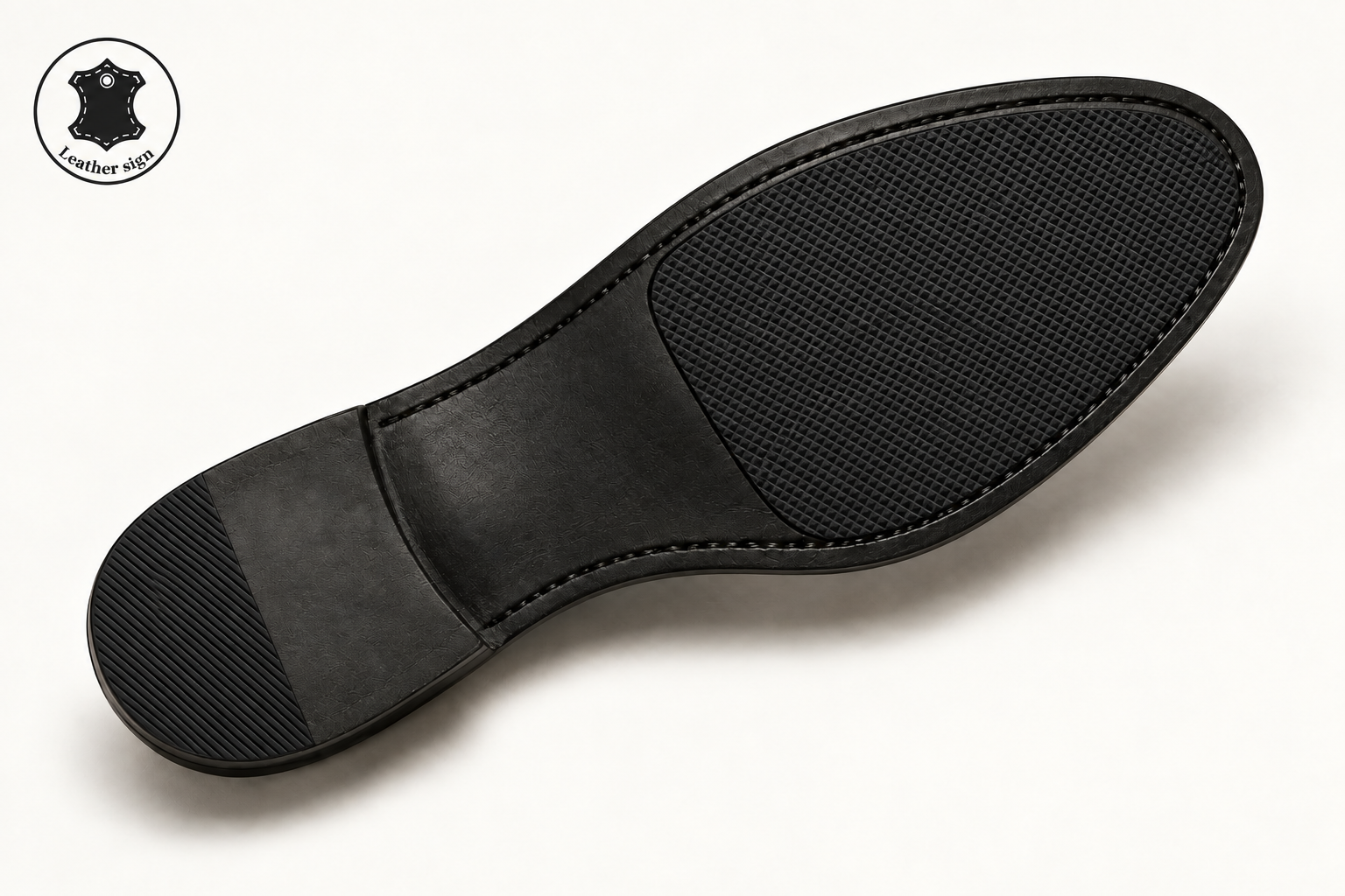 Black formal leather sole concept with fine diamond grip texture
