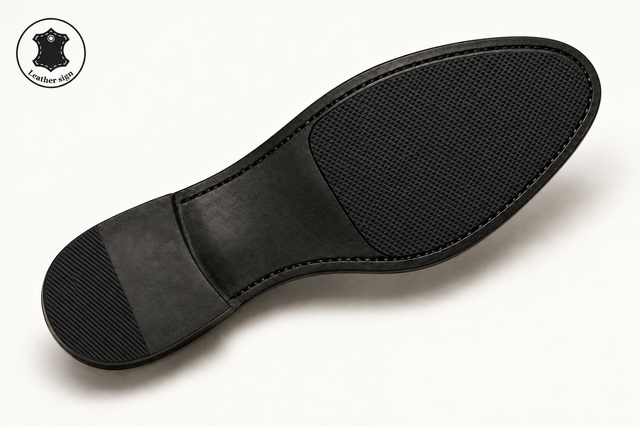 Black formal leather sole concept with fine diamond grip texture